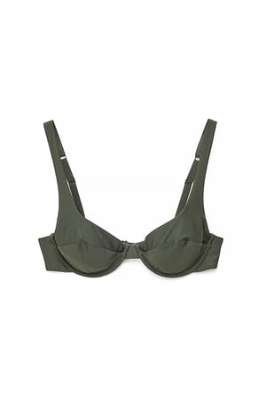 Dark Green Top de bikini con tirantes anchos