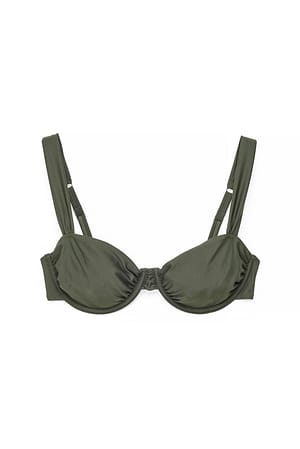 Dark Green Sujetaor de bikini drapeado con tirantes anchos