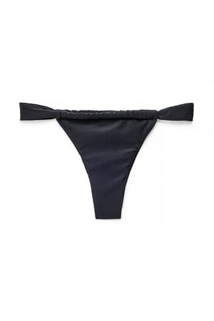 Black Wide Strap Draped Bikini Panty