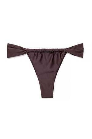 Brown Wide Strap Draped Bikini Panty