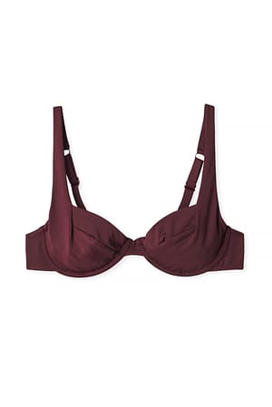 Burgundy Bikinibeha met beugel en brede band