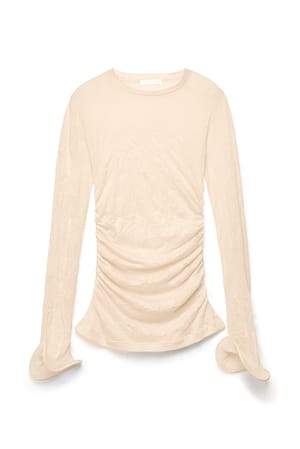 Offwhite Jersey-Top mit verdrahteten Ärmeln