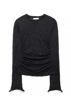Black Jersey-topp med volangärm