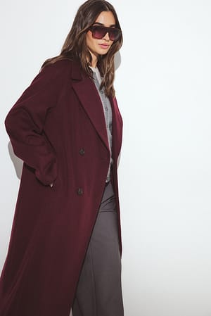Burgundy Manteau oversize en laine