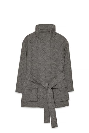 Beige Melange Jacka i ullblandning