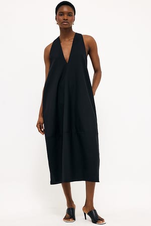 Black Midikleid aus Wollmischung