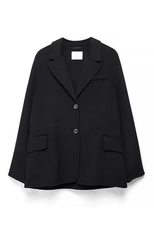 Black Abrigo corto de mezcla de lana oversize con detalle en las mangas