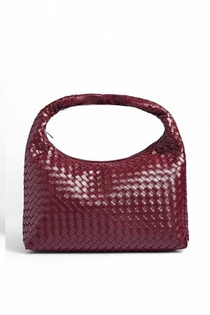 Burgundy Woven Rounded Tote Bag