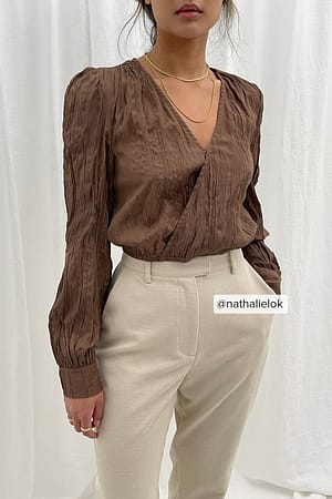 Wrap Front Structured Blouse