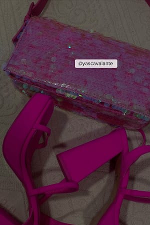 Strong Pink Sequins Baguette Bag