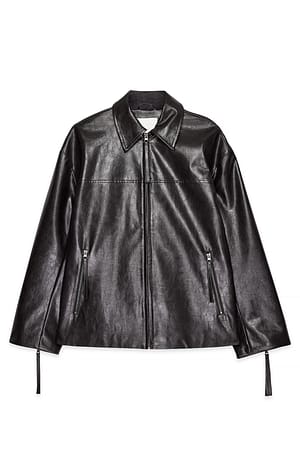 Brown Zip Detailed Faux Leather Jacket