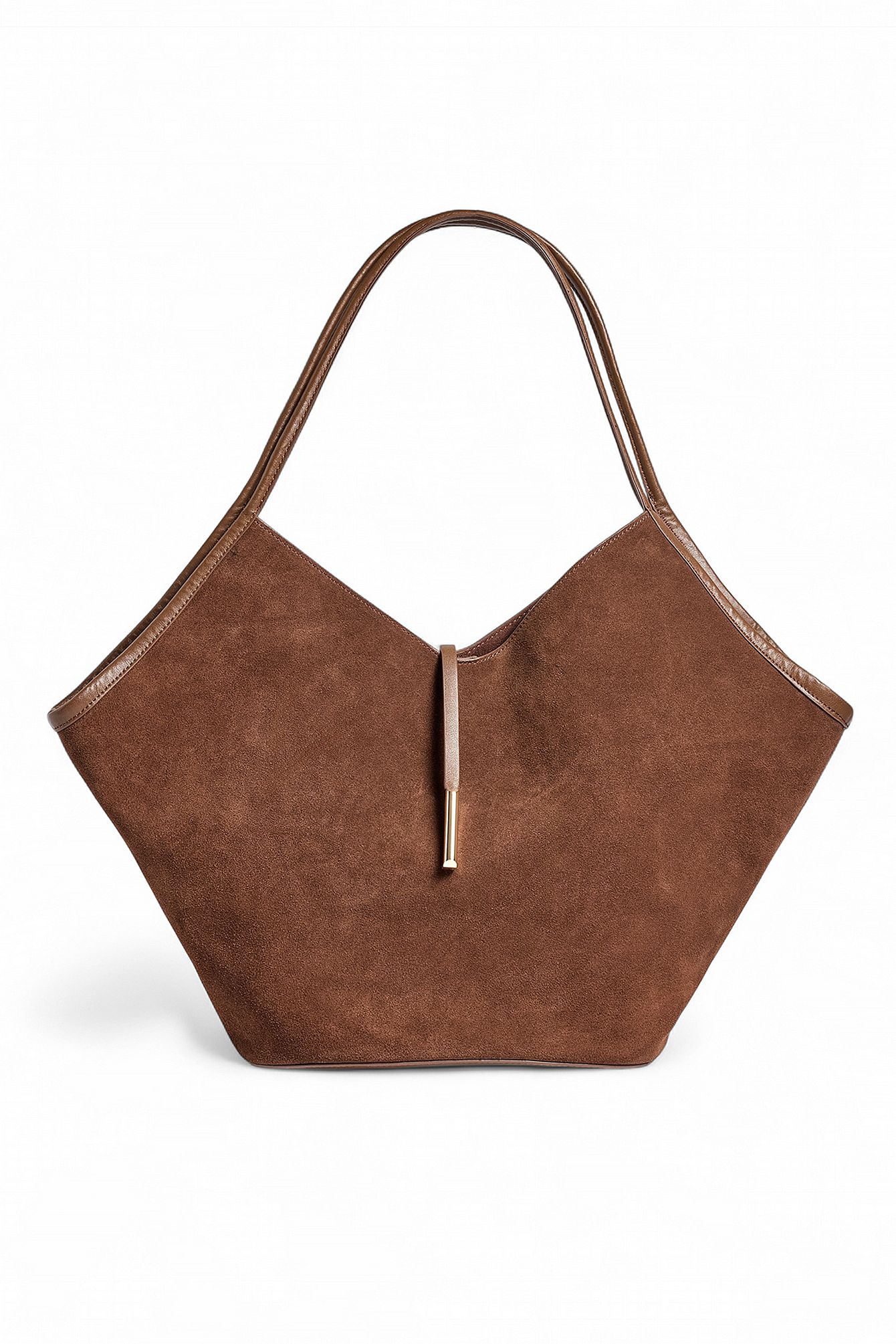 DK Brown Big Triangular Suede Tote