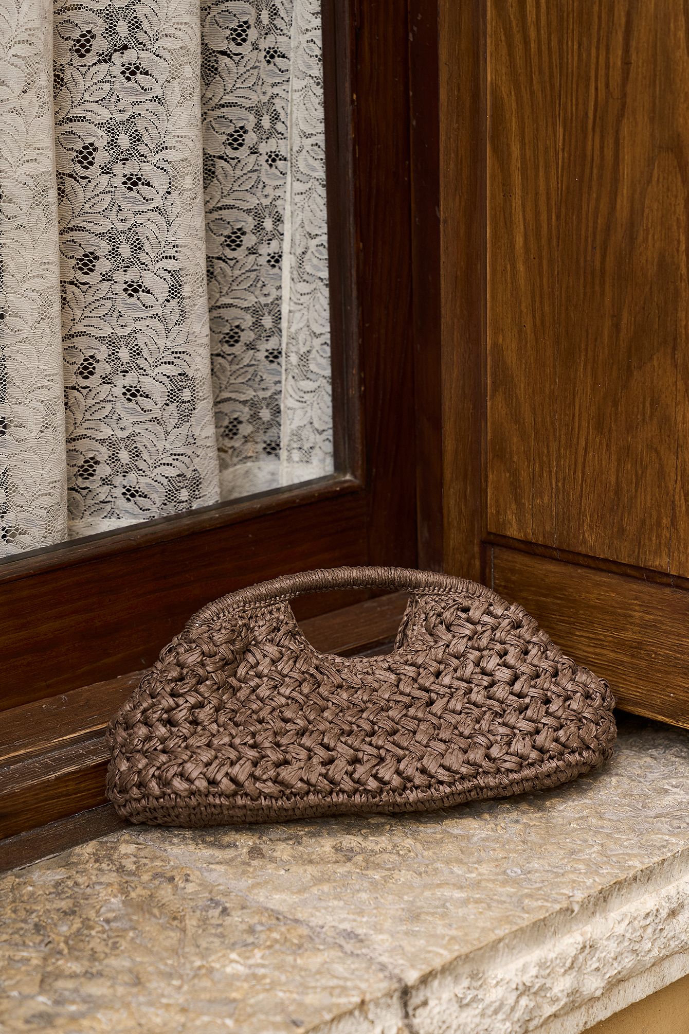 Brown Raffia Clutch