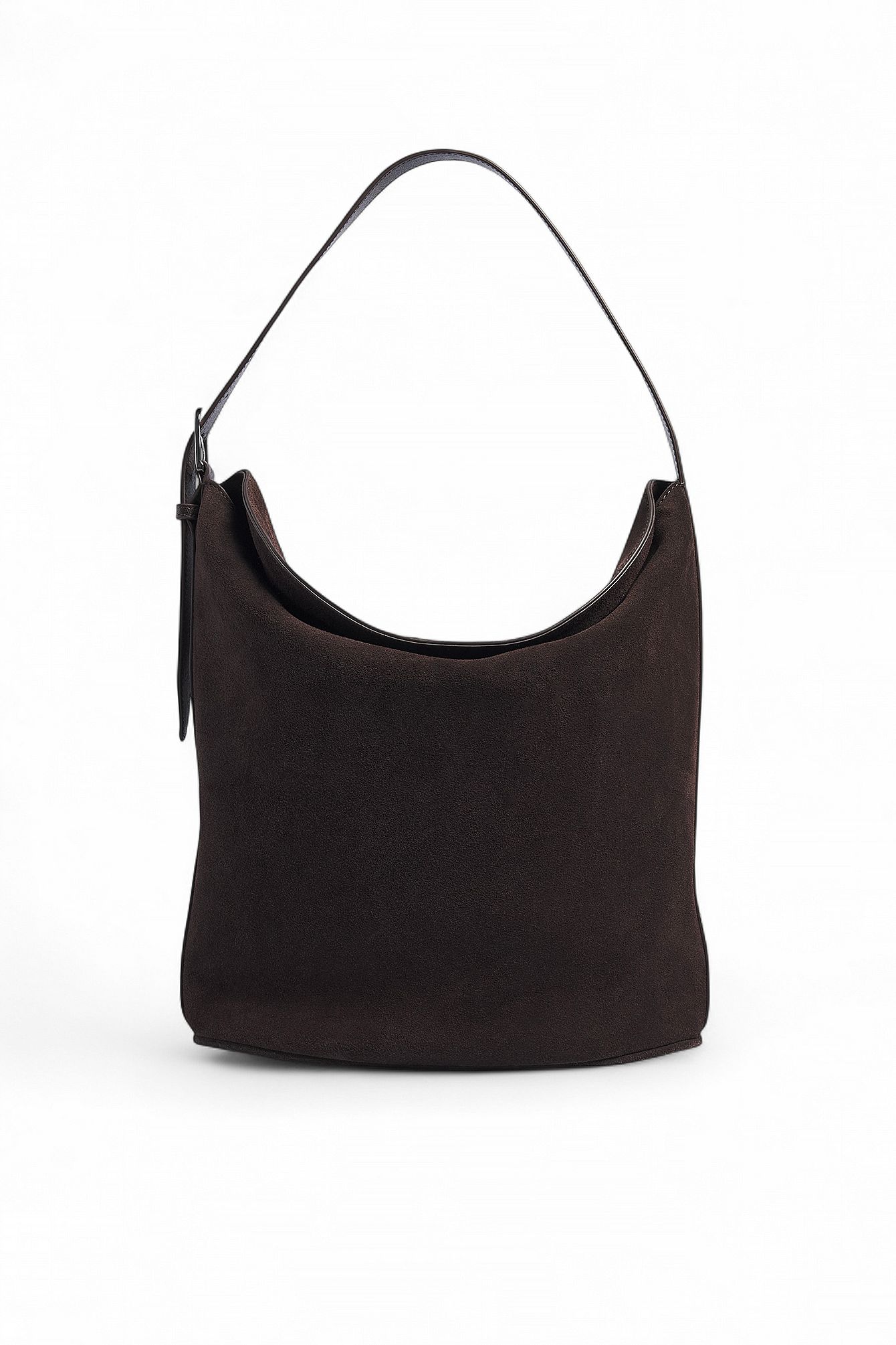 Dark Brown Suede Overlap Tote Bag