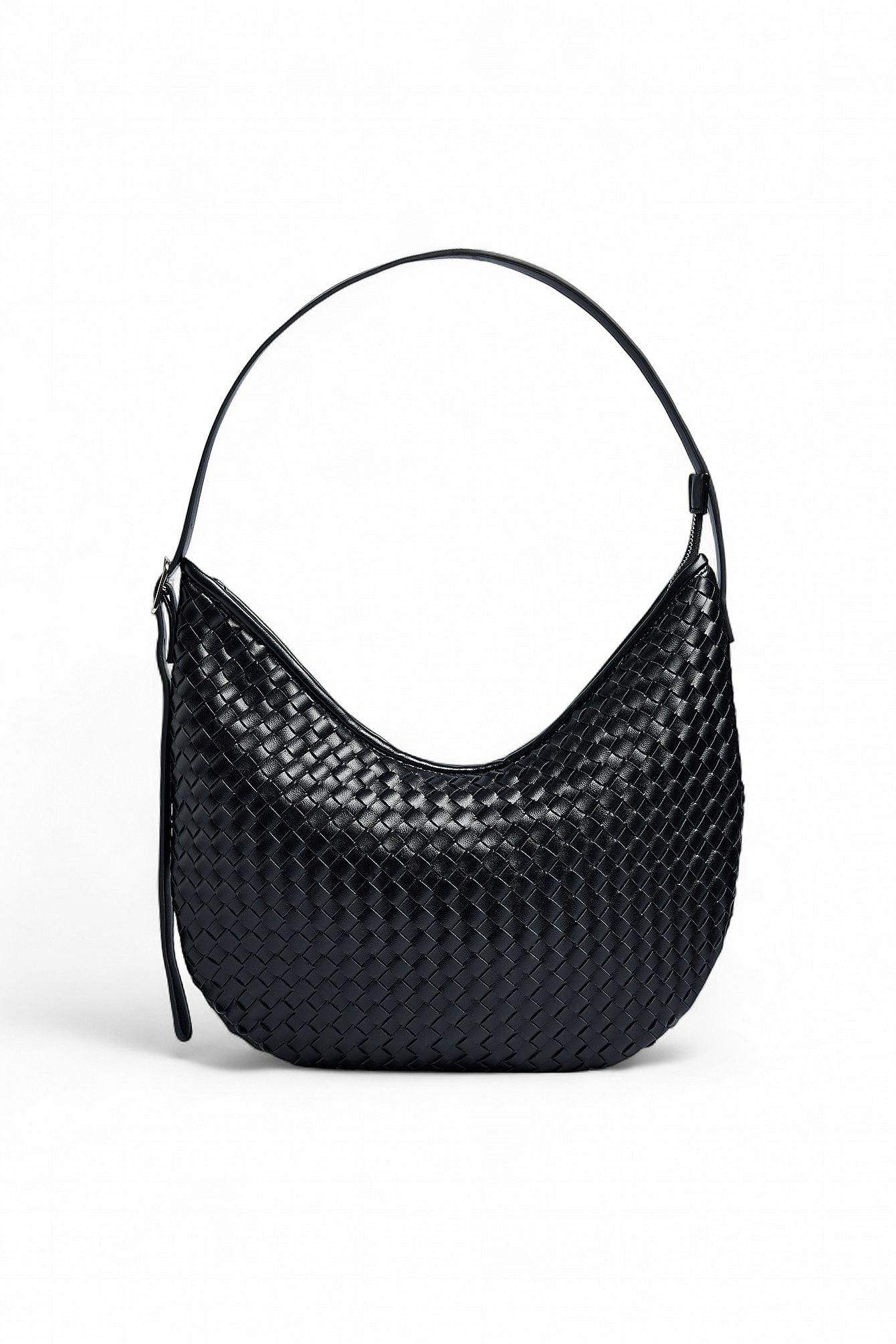 Black Woven Rounded Handbag