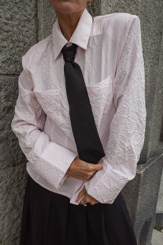 Light Pink Gekreukte getailleerde overhemd