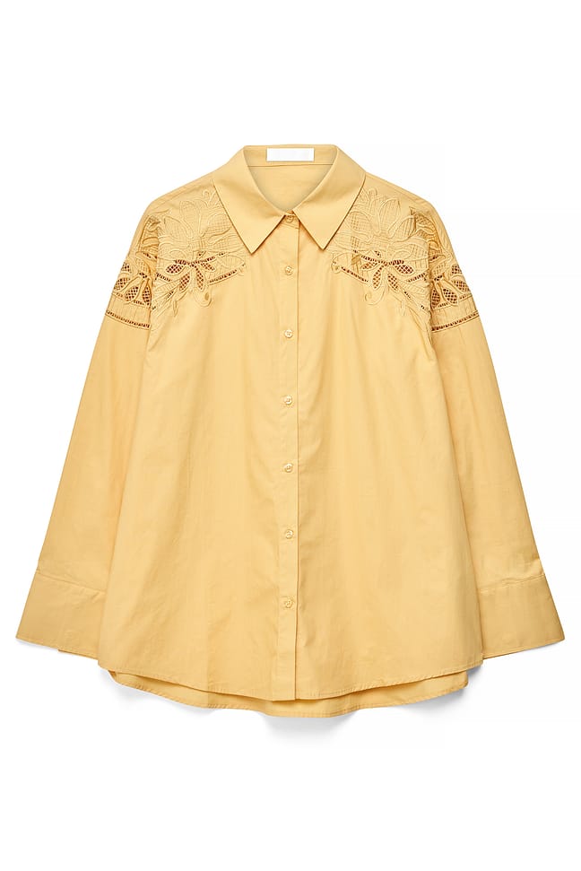 Dusty Yellow Katoenen overhemd met borduursel