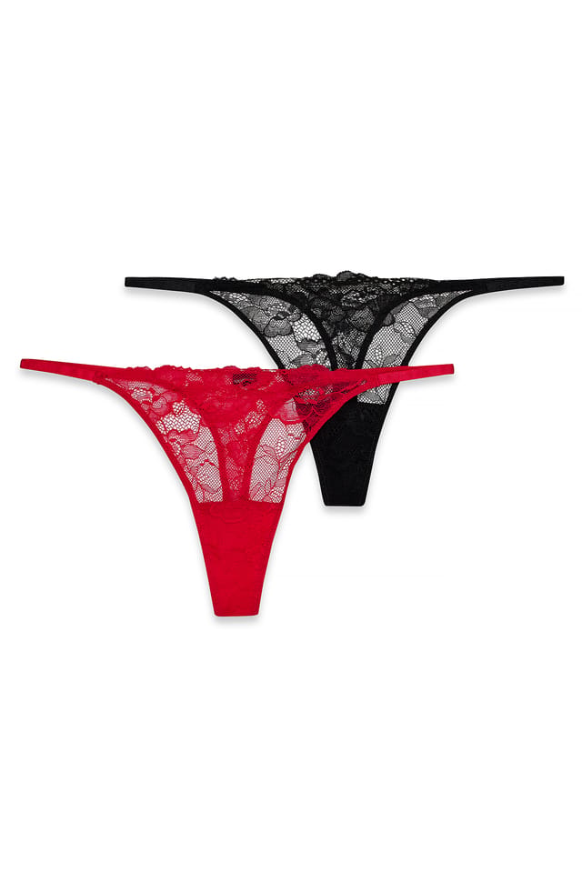 Black/Red 2-pack Tanga Thong