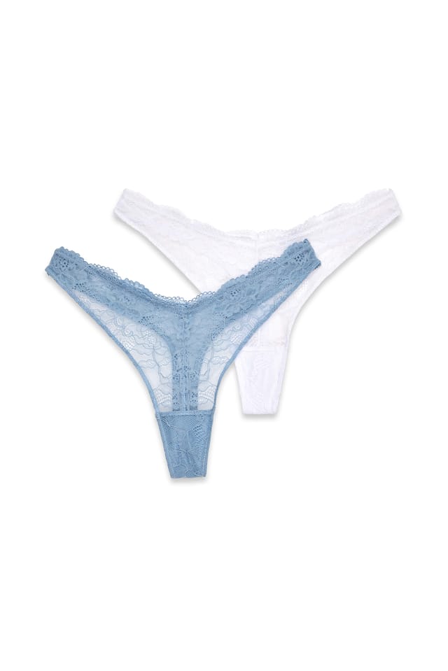 Light Blue/White Lot de 2 strings en forme de V