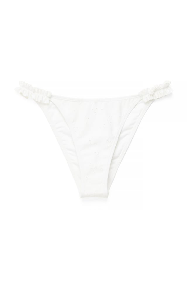 White Culotte de bikini en broderie anglaise