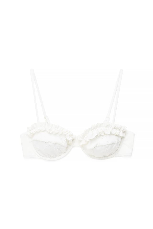 White Anglaise bikinitopp med kopper