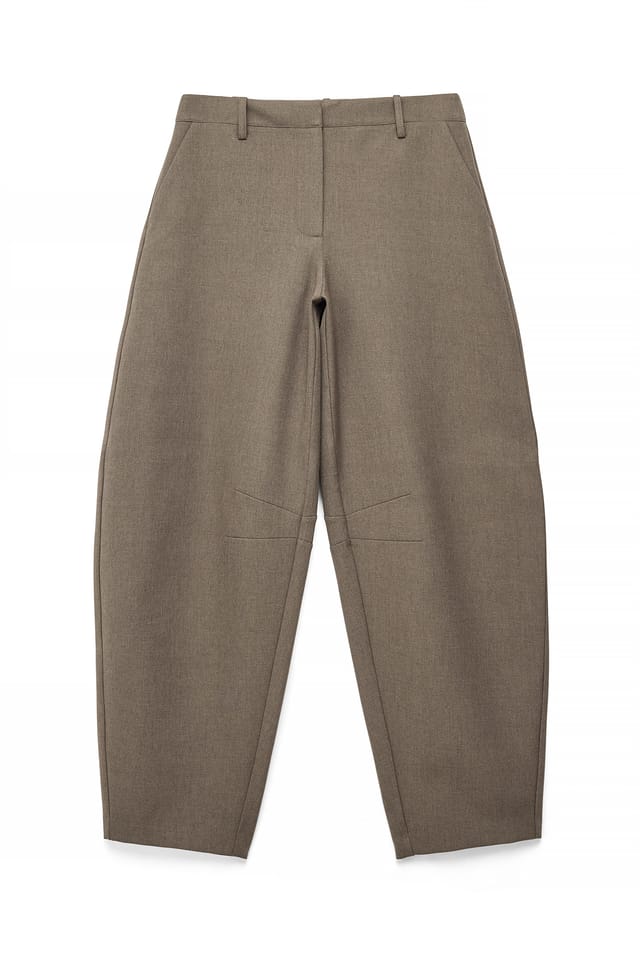 Dark Brown Barrel Mid Waist Trousers
