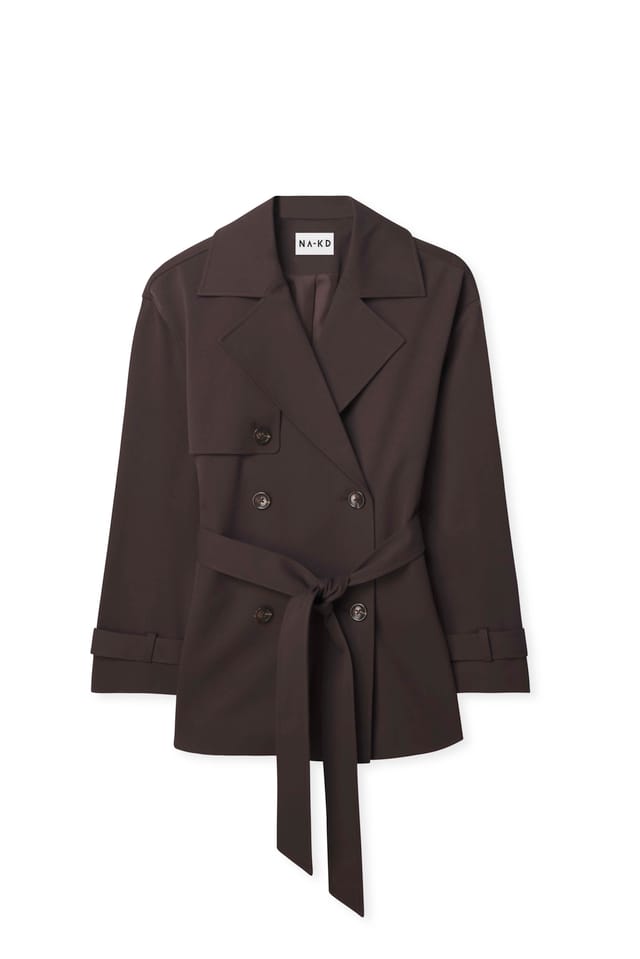 Brown Belted Short Trenchcoat