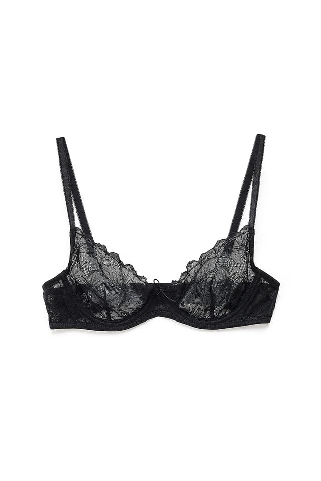 Black Bow Detailed Wire Bra