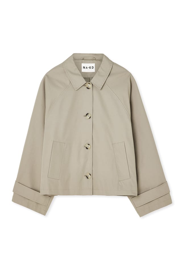 Beige Boxy Short Trenchcoat