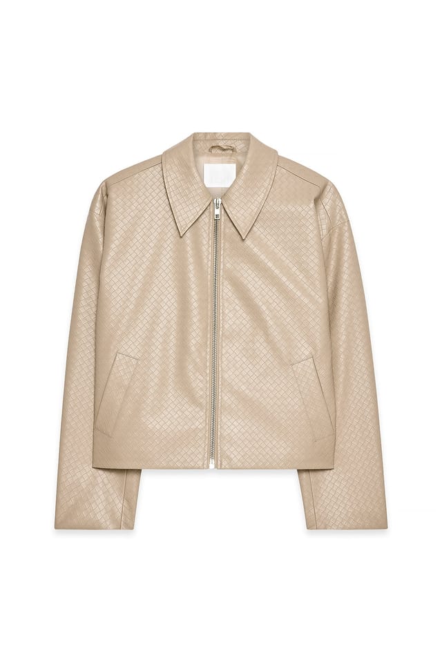 Beige Braided Pu Jacket