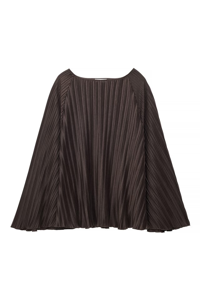 Brown Plisseret bluse med kappe