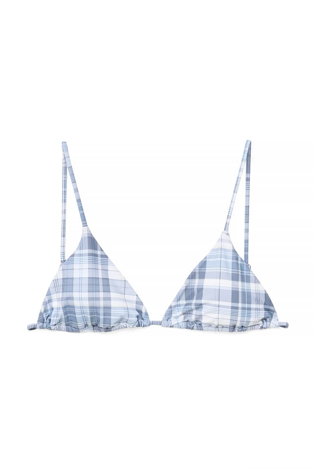 Blue Check Trekantet bikinitopp med ruter