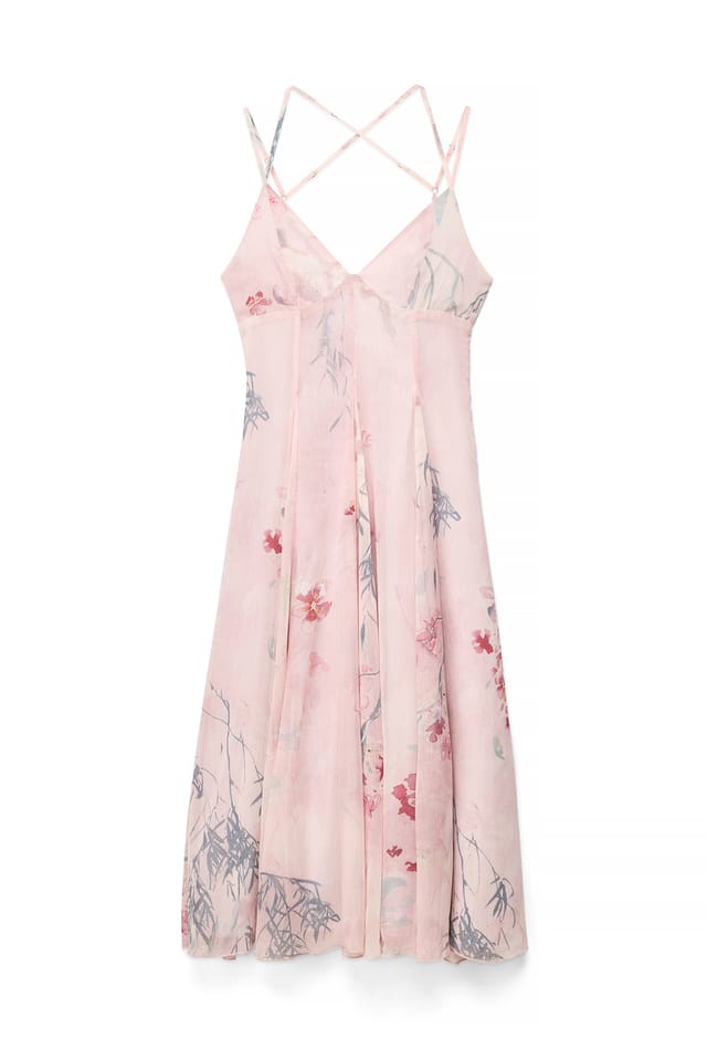 All Over Print Chiffon Strap Midi Dress