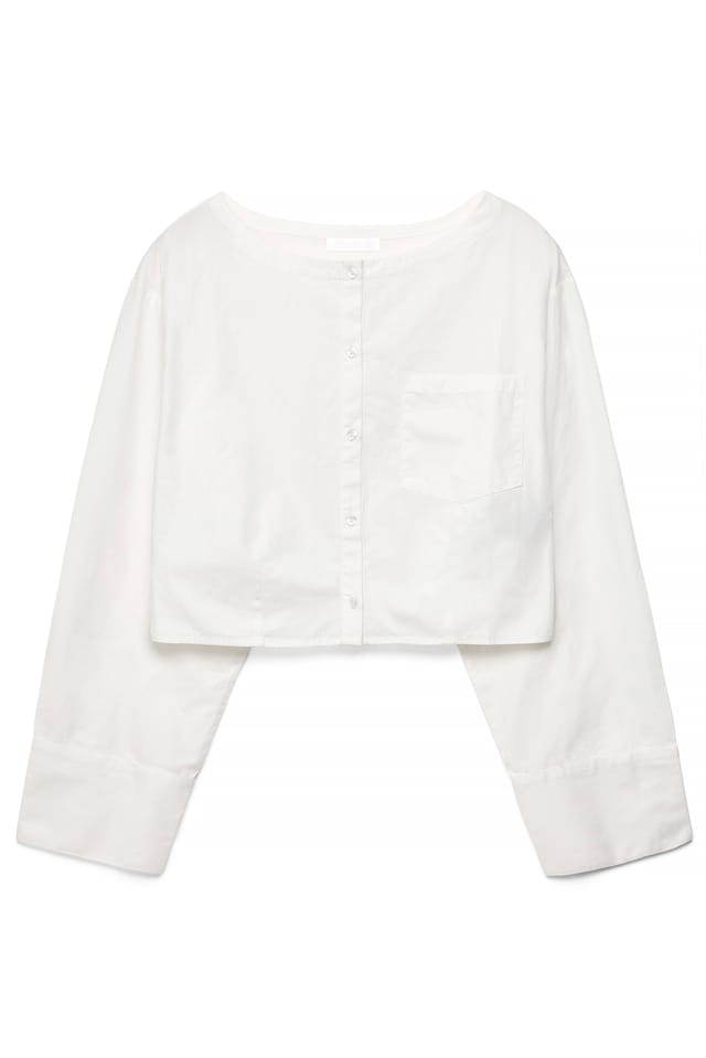 White Cropped Cotton Shirt
