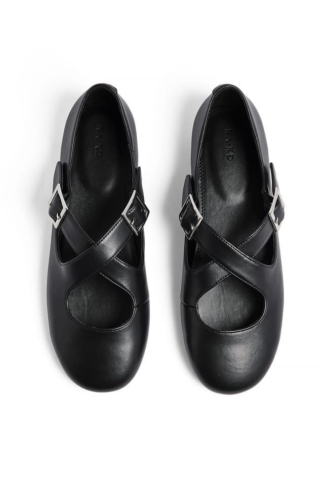 Black Cross Strap Ballerina