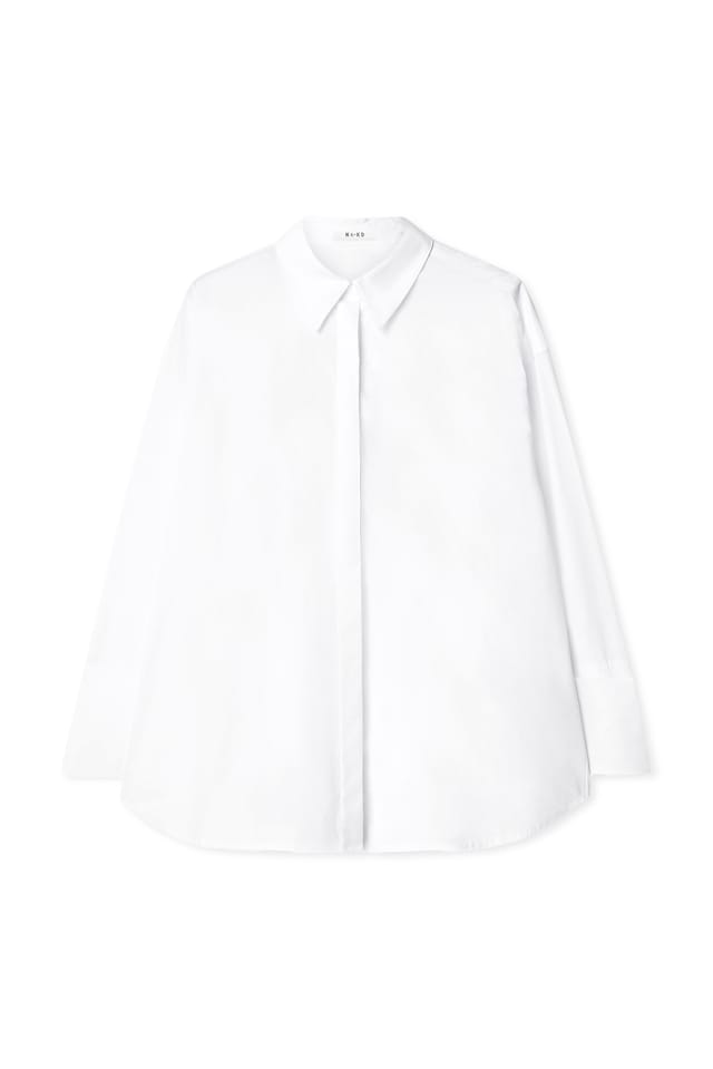 White Baumwollshirt mit Manschetten-Detail