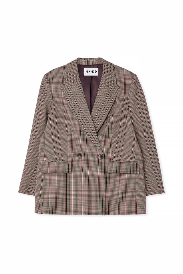Check Double Breasted Check Blazer