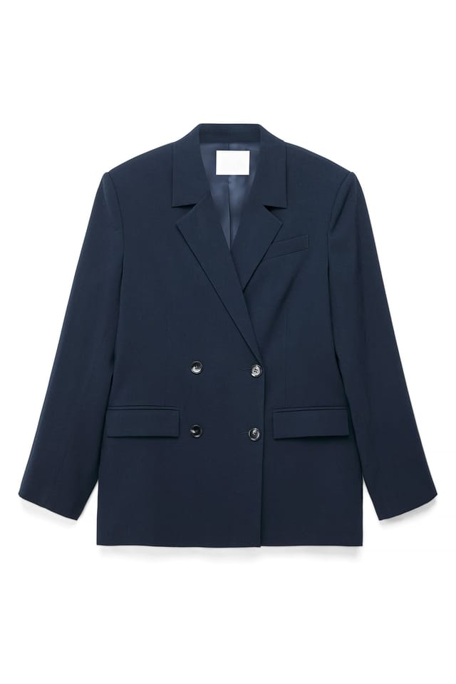 Navy Oversized dubbelknäppt blazer
