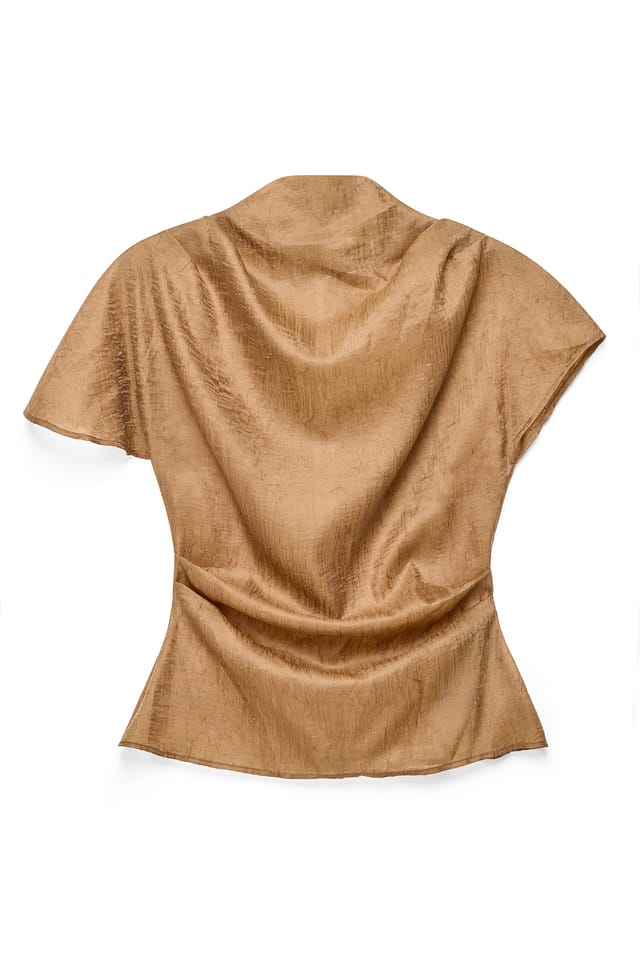 Light Brown Draped Sheer Top