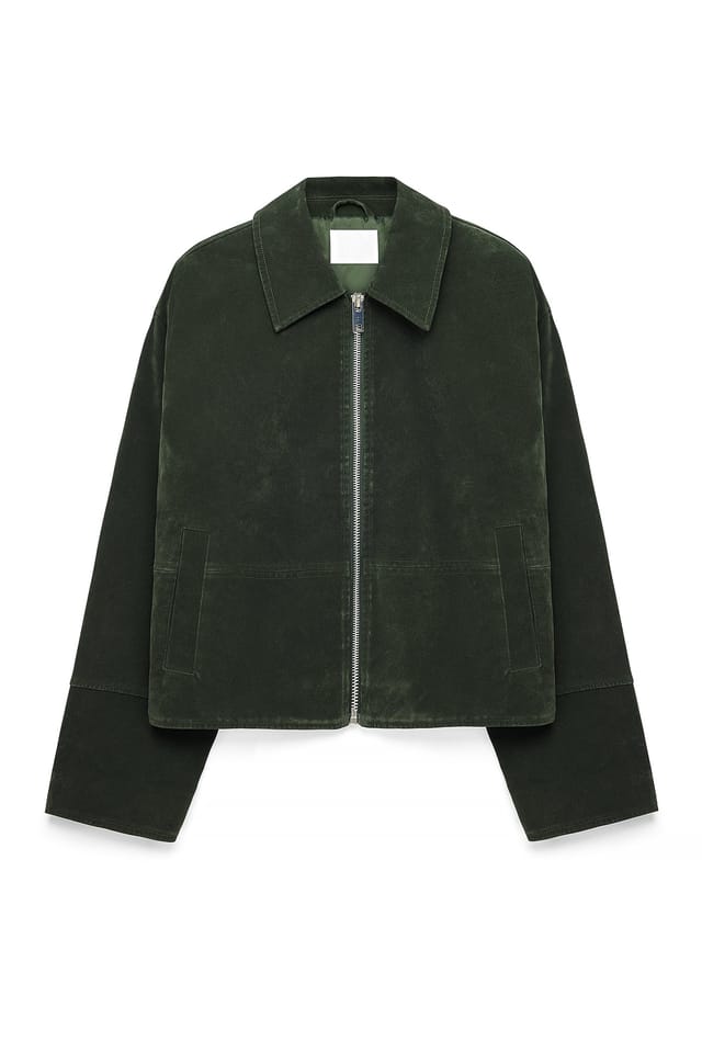Dark Green Jacke aus Kunst-Wildleder mit Reißverschluss