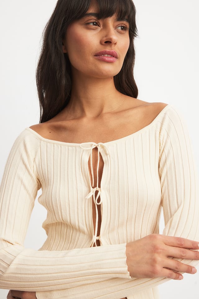 Off White Fine Knitted Cardigan
