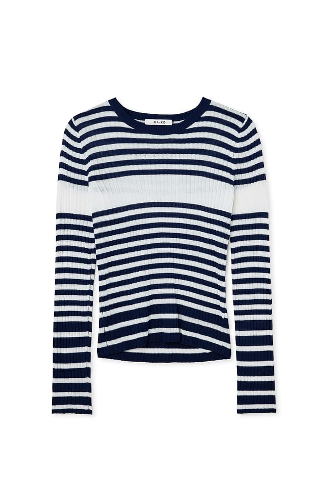 Navy/White Fine Knitted Striped Sweater