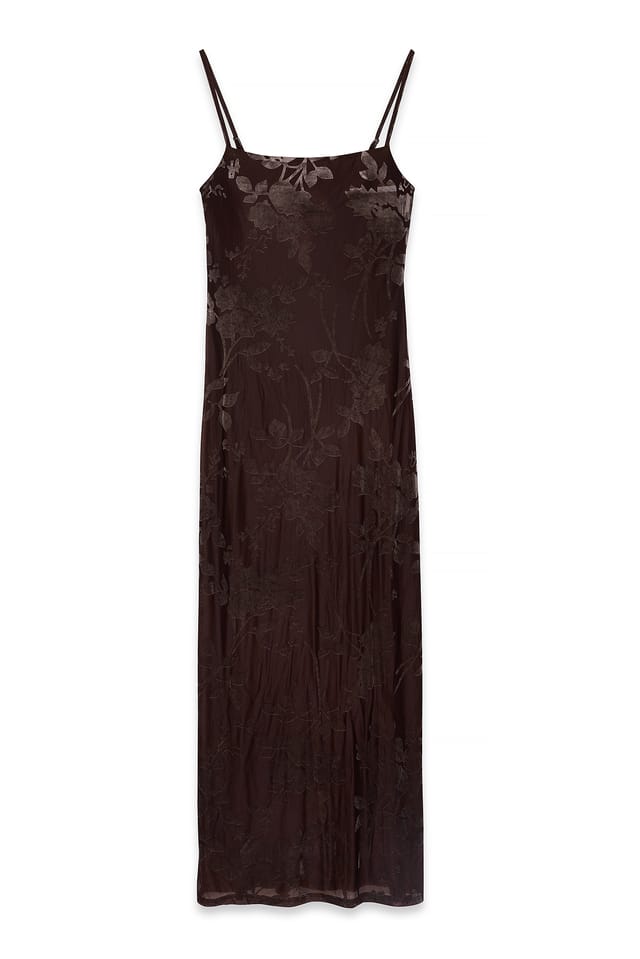 Dark Brown Maxikleid mit Blumendruck
