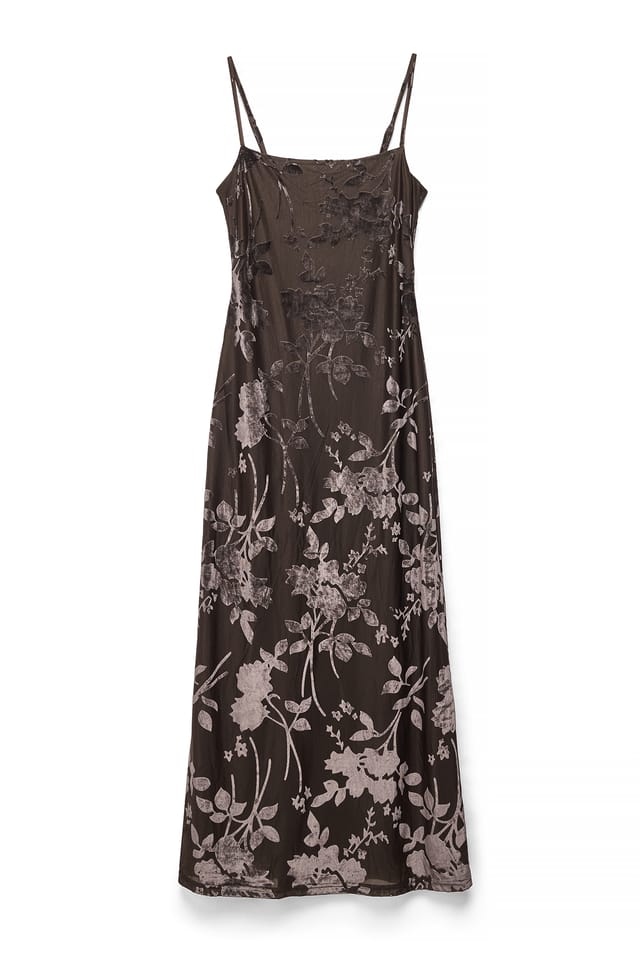 Chocolate Brown Maxikleid mit Blumendruck
