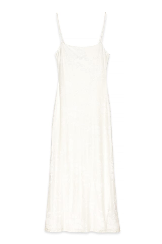 Offwhite Maxikleid mit Blumendruck