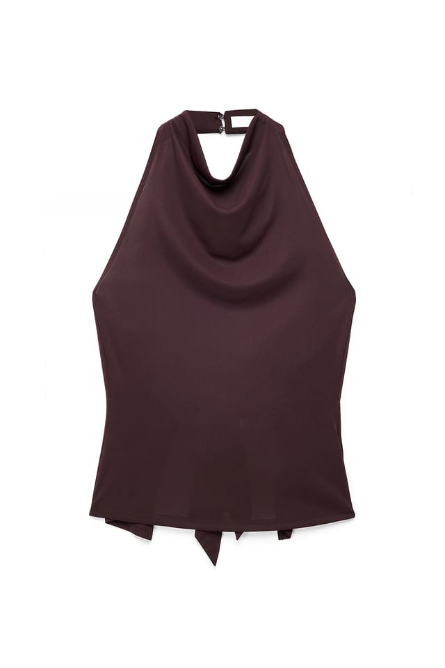 Brown Halterneck-top med bindedetalje