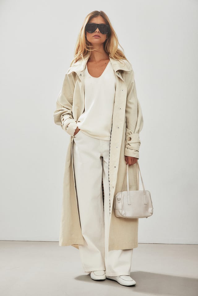 Beige High Neck Trenchcoat