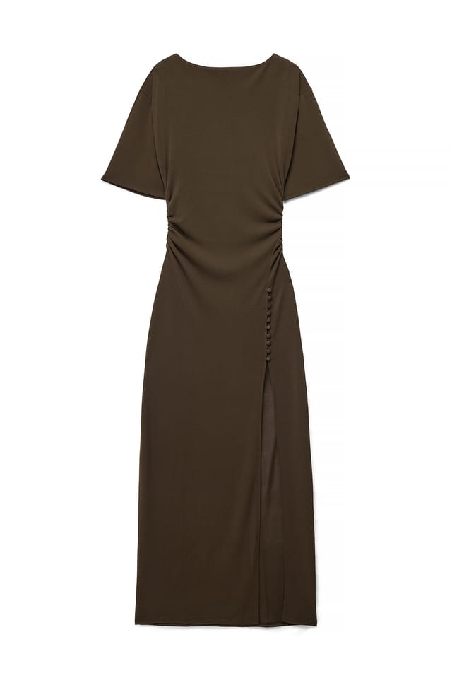 Dark Brown High Slit Dress