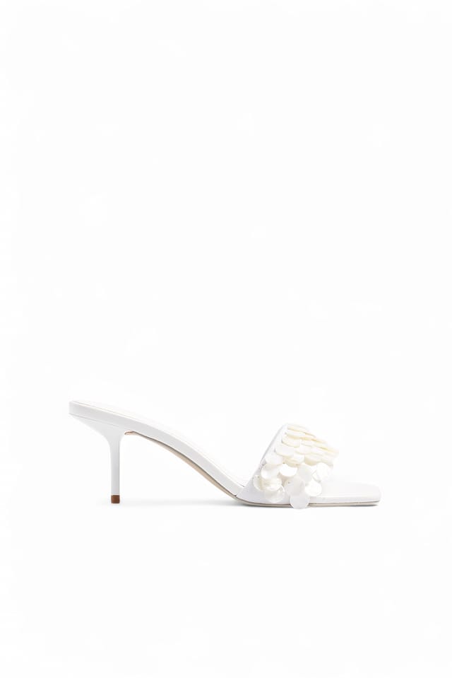 Offwhite Sequin Detail Heels