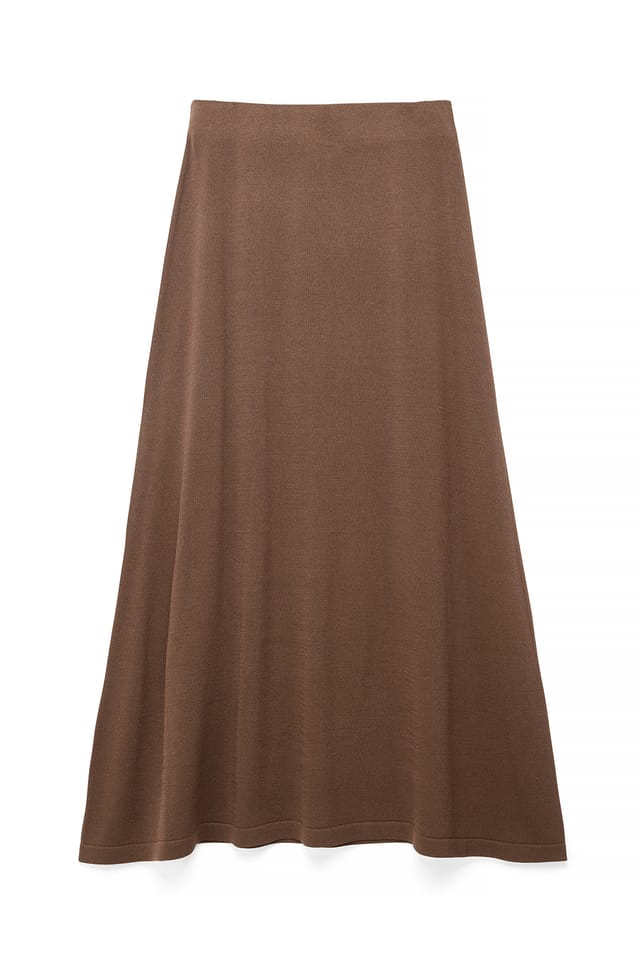 Brown Jupe mi-longue en maille à taille mi-haute